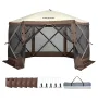 VEVOR Pop Up Gazebo Tent, Pop-Up Screen Tent 6 Sided Canopy Sun Shelter with 6 Removable Privacy Wind Cloths & Mesh Windows, 12.