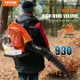 VEVOR Backpack Leaf Blower, 79CC 2-Cycle Gas Leaf Blower with 3L Fuel Tank, 930CFM Air Volume 184MPH Speed, Ideal for Lawn Care,