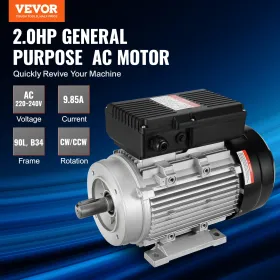 1,5KW Elmotor 1400 rpm, AC 220~240V 9,85A, 90L, B34 Ramme
