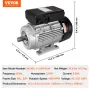 VEVOR 1,5KW Elmotor 1400 rpm, AC 220~240V 9,85A, 90L, B34 Ramme, Luftkompressormotor Enkeltfaset, 24mm Nøgleaksel, CW/