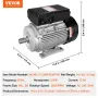 VEVOR 2.2KW Electric Motor 2800 rpm, AC 220~240V 13.8A, 90L, B3 Frame, Air Compressor Motor Single Phase, 24mm Keyed Shaft, CW/C