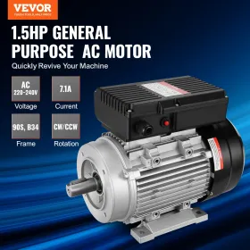 1,1KW elektrisk motor 2800 rpm, AC 220~240V 7,1A, 90S, B34