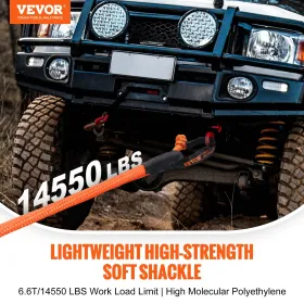 Soft Shackle Synthetic Recovery Rope 2PCS 1.3x56 cm 20 Ton Break Strength