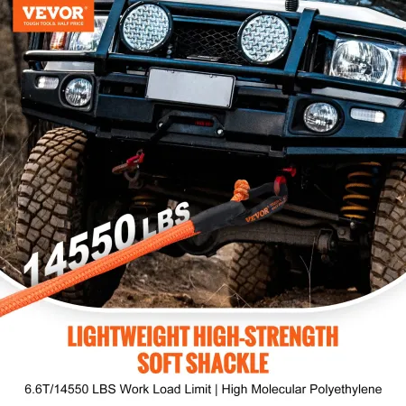 Soft Shackle Synthetic Recovery Rope 2PCS 1.3x56 cm 20 Ton Break Strength
