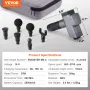 VEVOR Massage Gun Deep Tissue, Percussion Muscle Massager for Athletes - with 8 Speed Levels & 6 Massage Heads, 16V 2500mAh Batt