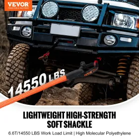 Soft Shackle Synthetic Recovery Rope 2PCS 1.3x56 cm 20 Ton Break Strength