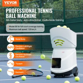 Tennis Ball Machine, Automatic Portable Tennis Ball Launcher, 150 Balls Tennis Training Practice Thrower, 5 Motors Multi-Mode Dr