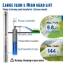 Deep Well Submersible Pump, 2200W 230V, 9.8 m³/h Flow 144 m Head, with 19.4 m Cord & External Control Box, Stainless Steel Water