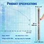 Deep Well Submersible Pump, 2200W 230V, 9.8 m³/h Flow 144 m Head, with 19.4 m Cord & External Control Box, Stainless Steel Water