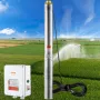 Deep Well Submersible Pump, 2200W 230V, 9.8 m³/h Flow 144 m Head, with 19.4 m Cord & External Control Box, Stainless Steel Water