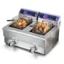 Commercial Deep Fryer, Dual Tank 3000W Electric Countertop Fryer with Basket, 2 x 11.6Qt/11L Double Stainless Steel Oil Fryer wi