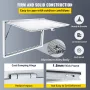 Concession Window 48"x36", Aluminum Alloy Food Truck Service Window with Awning Door & Drag Hook, Up to 85 Degrees Stand Serving