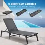 Chaise Lounge Chairs Outdoor, Aluminum Patio Lounge Chairs with Adjustable 5-Position, Folding Pool Lounge Chairs Recliner and F