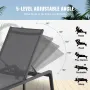 Chaise Lounge Chairs Outdoor, Aluminum Patio Lounge Chairs with Adjustable 5-Position, Folding Pool Lounge Chairs Recliner and F