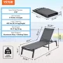 Chaise Lounge Chairs Outdoor, Aluminum Patio Lounge Chairs with Adjustable 5-Position, Folding Pool Lounge Chairs Recliner and F