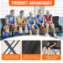 Portable Folding Bench, 6 Seat Foldable Soccer Bench with Side Pockets and Carrying Bag, Lightweight Sideline Seating with Back 