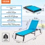 Chaise Lounge Chairs Outdoor, Aluminum Patio Lounge Chairs with Adjustable 5-Position, Folding Pool Lounge Chairs Recliner and F