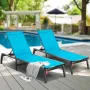 Chaise Lounge Chairs Outdoor, Aluminum Patio Lounge Chairs with Adjustable 5-Position, Folding Pool Lounge Chairs Recliner and F