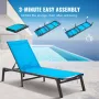 VEVOR Chaise Lounge Chair Outdoor, Aluminium Patio Lounge Chair med justerbar 5-positioner, Sammenklappelig Pool Lounge Chair