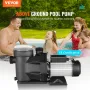 VEVOR 1500 W(2HK) Overjordisk poolpumpe, 220V-240V, 1450 / 2860 RPM Dobbelthastighedspumpe 1800W, 33000 L/H Maks. Flow