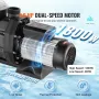 VEVOR 1500 W(2HP) Above Ground Pool Pump, 220V-240V, 1450 / 2860 RPM Dual Speed Pump 1800W, 33000 L/H Max. Flow Powerful Pump, E
