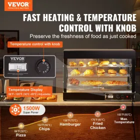 3-lags kommercielt madvarmerdisplay, 1500W maddisplayvarmer med
