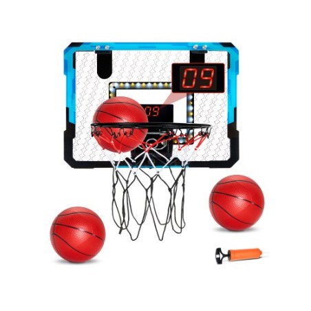 Kids Basketball Hoop LED Lights & Audio Scoreboard Indoor Basketball Hoop