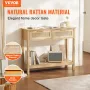 Rattan Console Table with 2 Storage Drawers, Rattan Entryway Table with Natural Rattan Sliding Door, Console Sofa Table for Livi