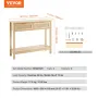 VEVOR Rattan Console Table with 2 Storage Drawers, Rattan Entryway Table with Natural Rattan Sliding Door, Console Sofa Table fo