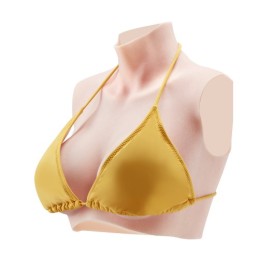 Silicone Breastplate D-Cup High Neck Fake Breasts for Cosplay Drag Queen
