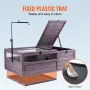 Tortoise Habitat, Wooden Tortoise House Indoor & Outdoor, Tortoise Enclosure with Adjustable Lamp Holder, 2-Room Reptile Enclosu