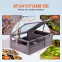 Tortoise Habitat, Wooden Tortoise House Indoor & Outdoor, Tortoise Enclosure with Adjustable Lamp Holder, 2-Room Reptile Enclosu