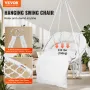 VEVOR Hanging Hammock Swing Chair, 330 Lbs Capacity, Macramé Hanging Chair with Cushion and Mounting Hardware, Cotton Rope Swing
