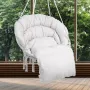 Hanging Hammock Swing Chair, 330 Lbs Capacity, Macramé Hanging Chair with Cushion and Mounting Hardware, Cotton Rope Swing Chair