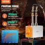Portable Propane Forge, 2 Burner Farrier Forge, 2600℉ Tool and Knife Making Blacksmithing Gas Forge, Large Capacity Square Stain
