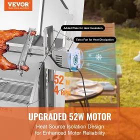 VEVOR Roaster Spit Rotisserie BBQ Grill Gris Lam Kyllingesteg 52W 89,8 kg