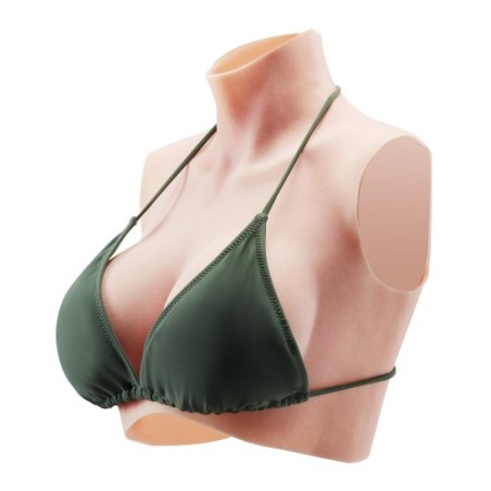 Silicone Breastplate C-Cup High Neck Fake Breasts for Cosplay Drag Queen