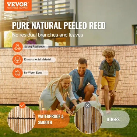 VEVOR Natural Reed Fencing, 4 ft x 16.4 ft, Reed Screen Curtain Balcony Reed Fence Roll for Outdoor Backyard Patio, Decorative F