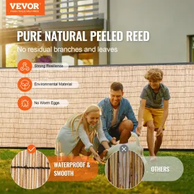 VEVOR Natural Reed Fencing, 5.5 ft x 16.4 ft, Reed Screen Curtain Balcony Reed Fence Roll for Outdoor Backyard Patio, Decorative