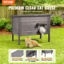 VEVOR Outdoor Cat House Weatherproof, Feral Cat Shelter for Multiple Cats, Outdoor Wooden Cat Rabbit House with All-Round Foam I