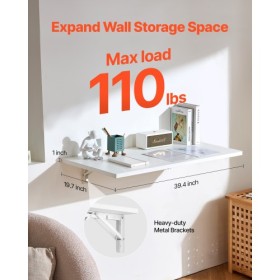 Wall Mounted Floating Folding Table Laptop Desk Home Office 39.37x19.69 in