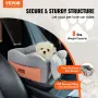 VEVOR Console Dog Car Seat, Center Console Dog Booster Seat for Small Dog, Pet Car Seat for Car Armrest with Clip-On Leash, Adju