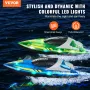 RC Boat, 2 Pack 2.4GHz 12 km/h, Remote Control Boat for Pools & Lakes, Racing Boat with LED Light, 4 Rechargeable Batteries, Who