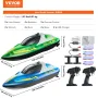 VEVOR RC Boat, 2 Pack 2.4GHz 12 km/h, Remote Control Boat for Pools & Lakes, Racing Boat with LED Light, 4 Rechargeable Batterie