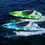 VEVOR RC Boat, 2 Pack 2.4GHz 12 km/h, Remote Control Boat for Pools & Lakes, Racing Boat with LED Light, 4 Rechargeable Batterie