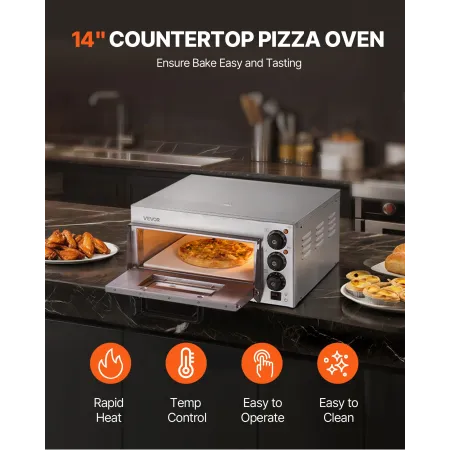 VEVOR Commercial Countertop Pizza Oven Electric Pizza Oven for 35.56 cm Pizza Indoor