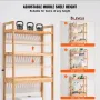 VEVOR Over the Toilet Storage, 3-Tier Adjustable Over Toilet Bathroom Organizer, Bamboo Storage Shelf Rack with 3 Hooks, Freesta