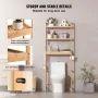 VEVOR Over the Toilet Storage, 3-Tier Adjustable Over Toilet Bathroom Organizer, Bamboo Storage Shelf Rack with 3 Hooks, Freesta