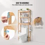 VEVOR Over the Toilet Storage, 3-Tier Adjustable Over Toilet Bathroom Organizer, Bamboo Storage Shelf Rack with 3 Hooks, Freesta