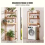 Over the Toilet Storage, 3-Tier Adjustable Over Toilet Bathroom Organizer, Bamboo Storage Shelf Rack with 3 Hooks, Freestanding 